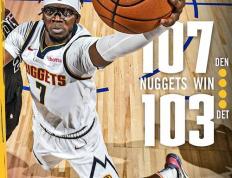 NBA常规赛：掘金107-103送活塞12连败,雷吉21+6nCC27+9 马龙amp;约基奇遭驱逐