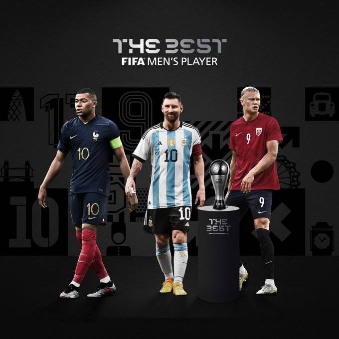 【168sports】FIFA年度最佳球员3人候选：姆巴佩、梅西、哈兰德